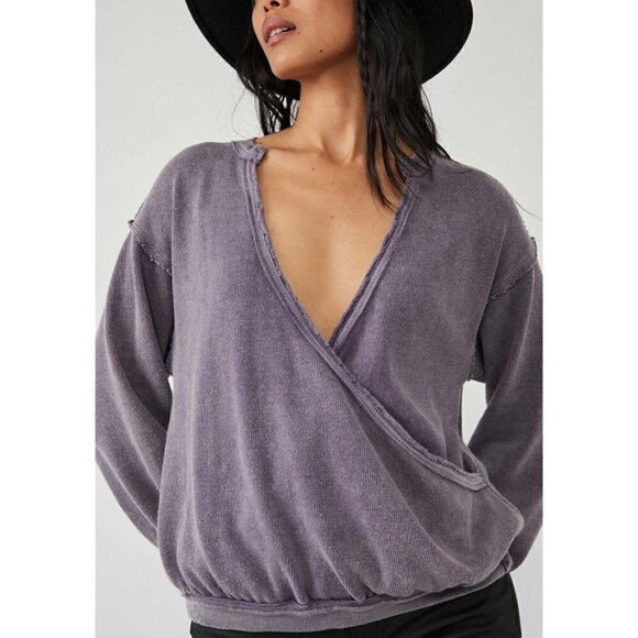 FREE PEOPLE Anyway Tee Sweatshirt Sweater Top / Fallen Fig NEW! XS - Picture 4 of 5